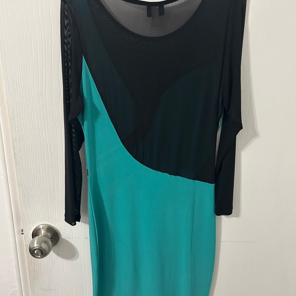 Elegant Black and Teal Dress